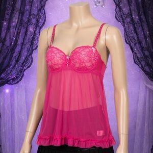 Early 2000s Pink Lace Babydoll Lingerie Dress